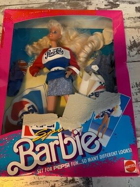 1989Mattel Barbie Pepsi-Cola Red, White & Blue New in Package, Front Torn